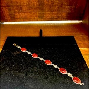 Carnelian Scarab Linked Bracelet 925